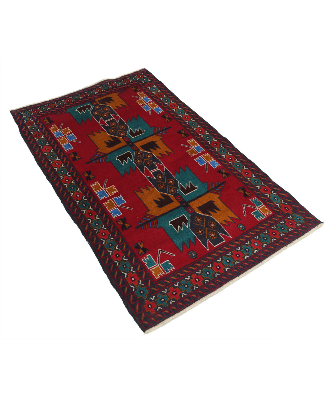 Baluch 2'11'' X 4'8'' Hand-Knotted Wool Rug 2'11'' x 4'8'' (88 X 140) / Red / N/A