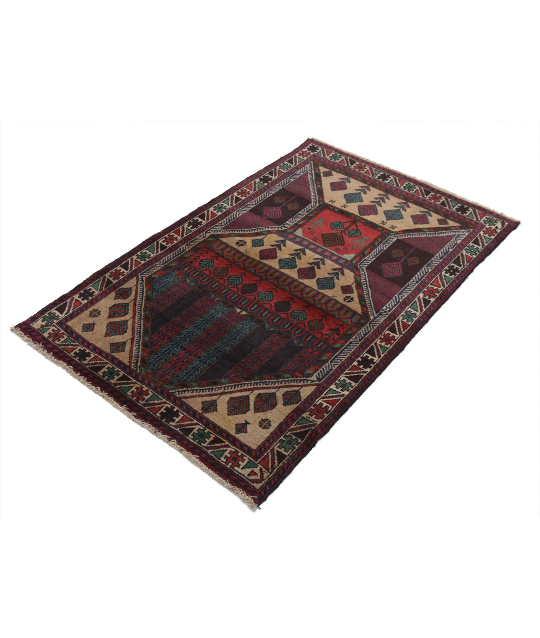 Baluch 2'11'' X 4'6'' Hand-Knotted Wool Rug 2'11'' x 4'6'' (88 X 135) / Red / N/A