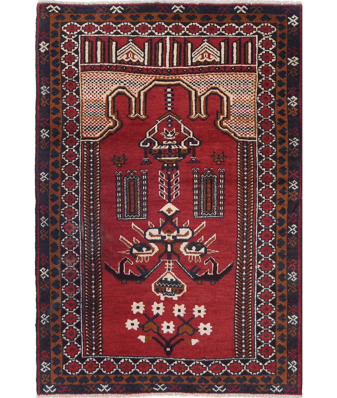 Baluch 3'0'' X 4'5'' Hand-Knotted Wool Rug 3'0'' x 4'5'' (90 X 133) / Red / N/A