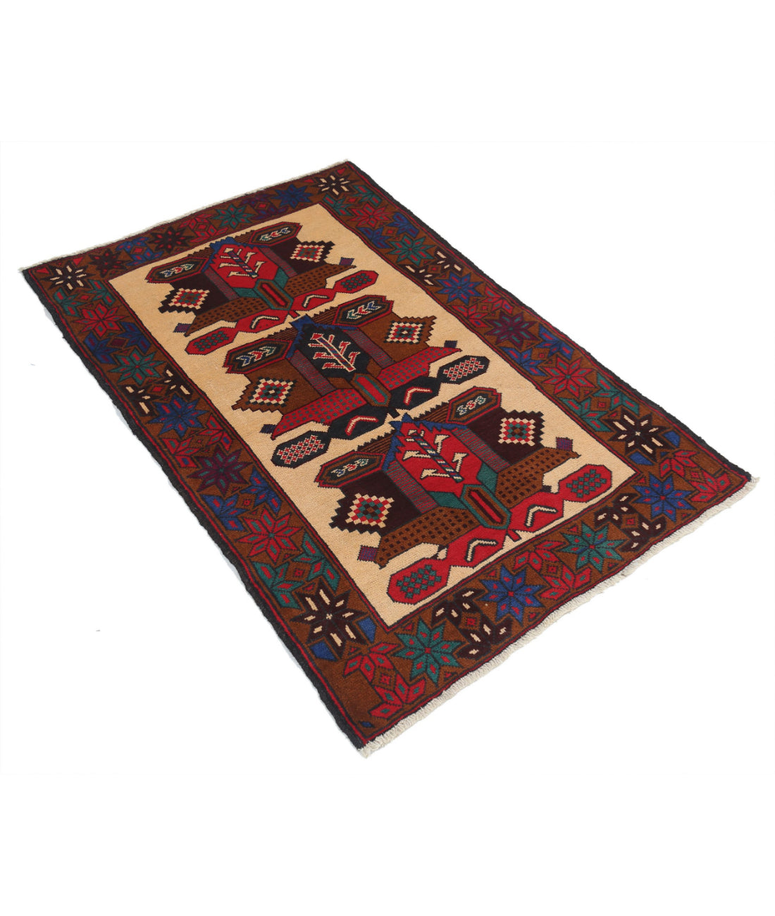 Baluch 2'11'' X 4'6'' Hand-Knotted Wool Rug 2'11'' x 4'6'' (88 X 135) / Red / N/A