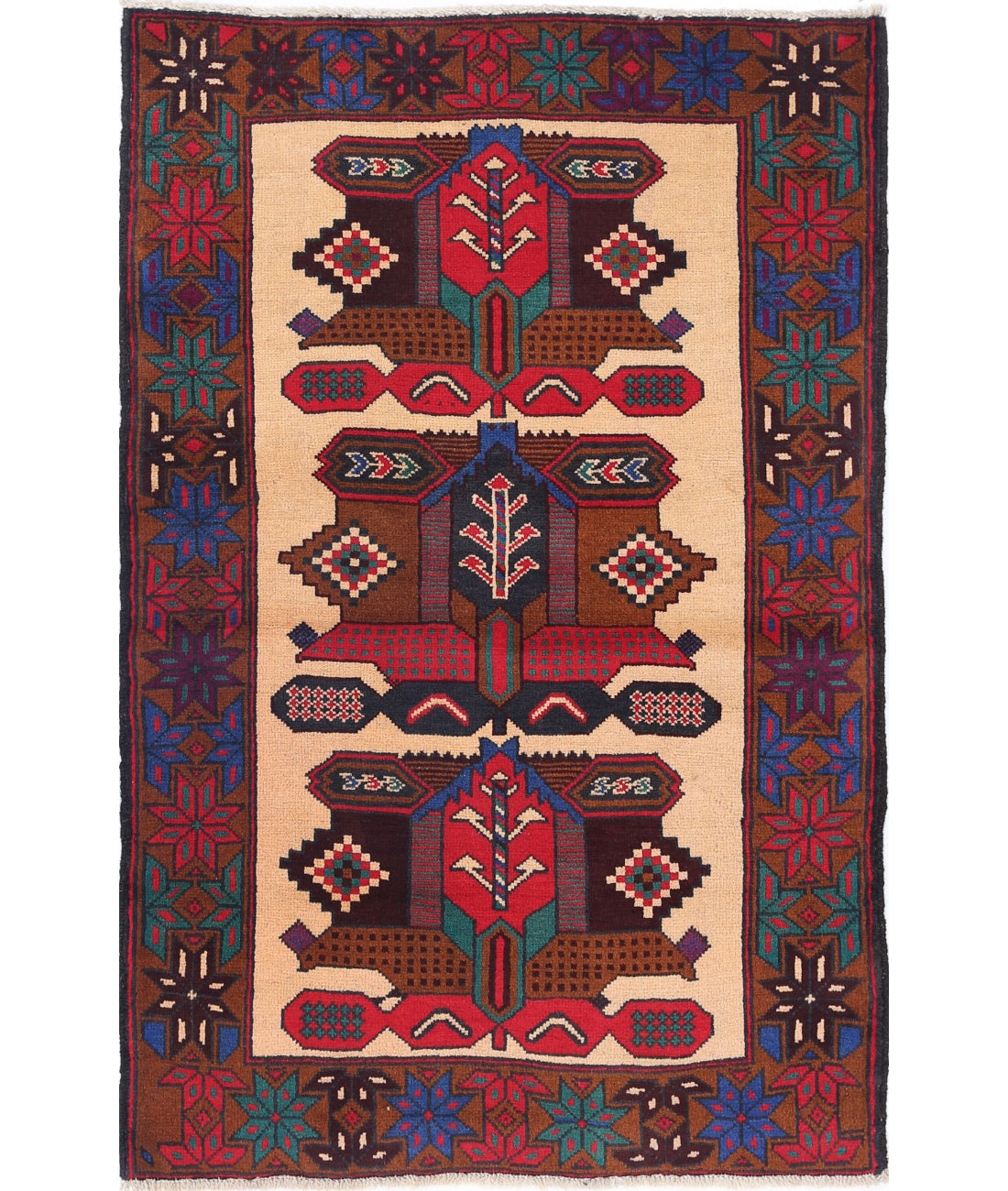 Baluch 2'11'' X 4'6'' Hand-Knotted Wool Rug 2'11'' x 4'6'' (88 X 135) / Red / N/A