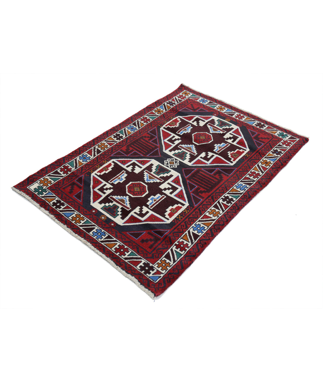 Baluch 3'0'' X 4'5'' Hand-Knotted Wool Rug 3'0'' x 4'5'' (90 X 133) / Red / N/A