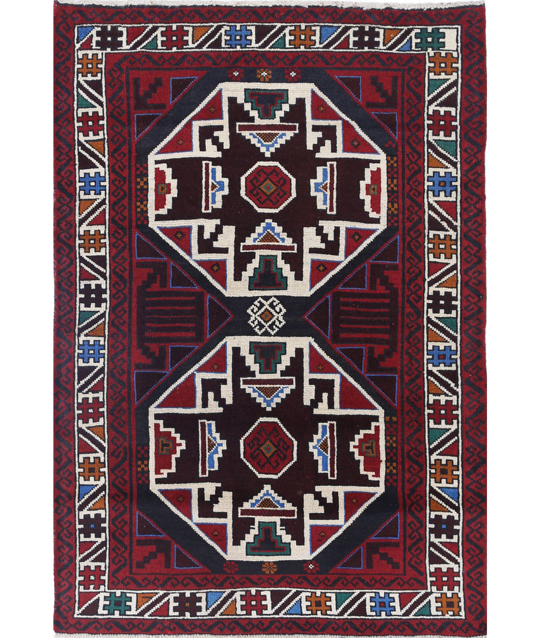 Baluch 3'0'' X 4'5'' Hand-Knotted Wool Rug 3'0'' x 4'5'' (90 X 133) / Red / N/A