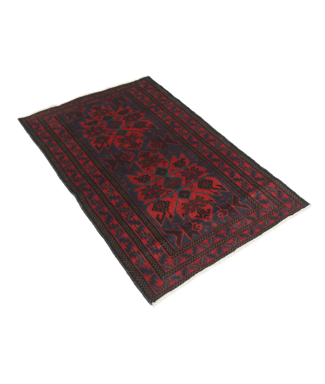 Baluch 3'0'' X 4'6'' Hand-Knotted Wool Rug 3'0'' x 4'6'' (90 X 135) / Red / N/A