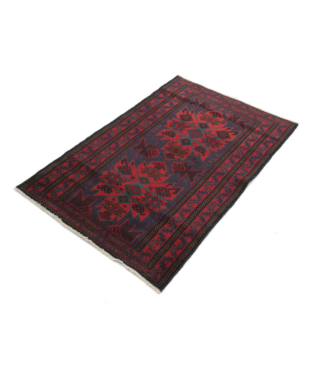 Baluch 3'0'' X 4'6'' Hand-Knotted Wool Rug 3'0'' x 4'6'' (90 X 135) / Red / N/A