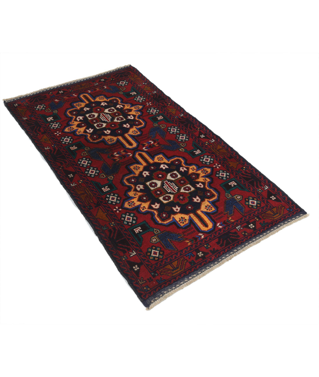Baluch 2'11'' X 5'0'' Hand-Knotted Wool Rug 2'11'' x 5'0'' (88 X 150) / Red / N/A