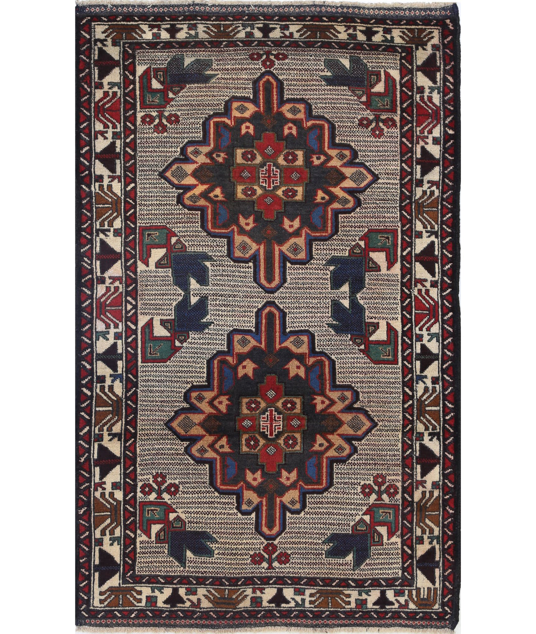 Baluch 3'0'' X 4'9'' Hand-Knotted Wool Rug 3'0'' x 4'9'' (90 X 143) / Red / N/A
