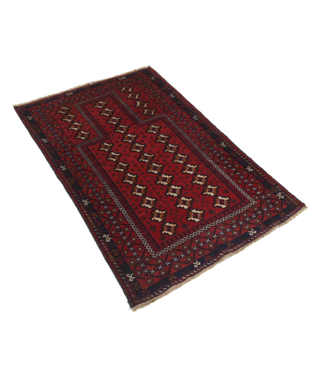 Baluch 2'10'' X 4'6'' Hand-Knotted Wool Rug 2'10'' x 4'6'' (85 X 135) / Red / N/A