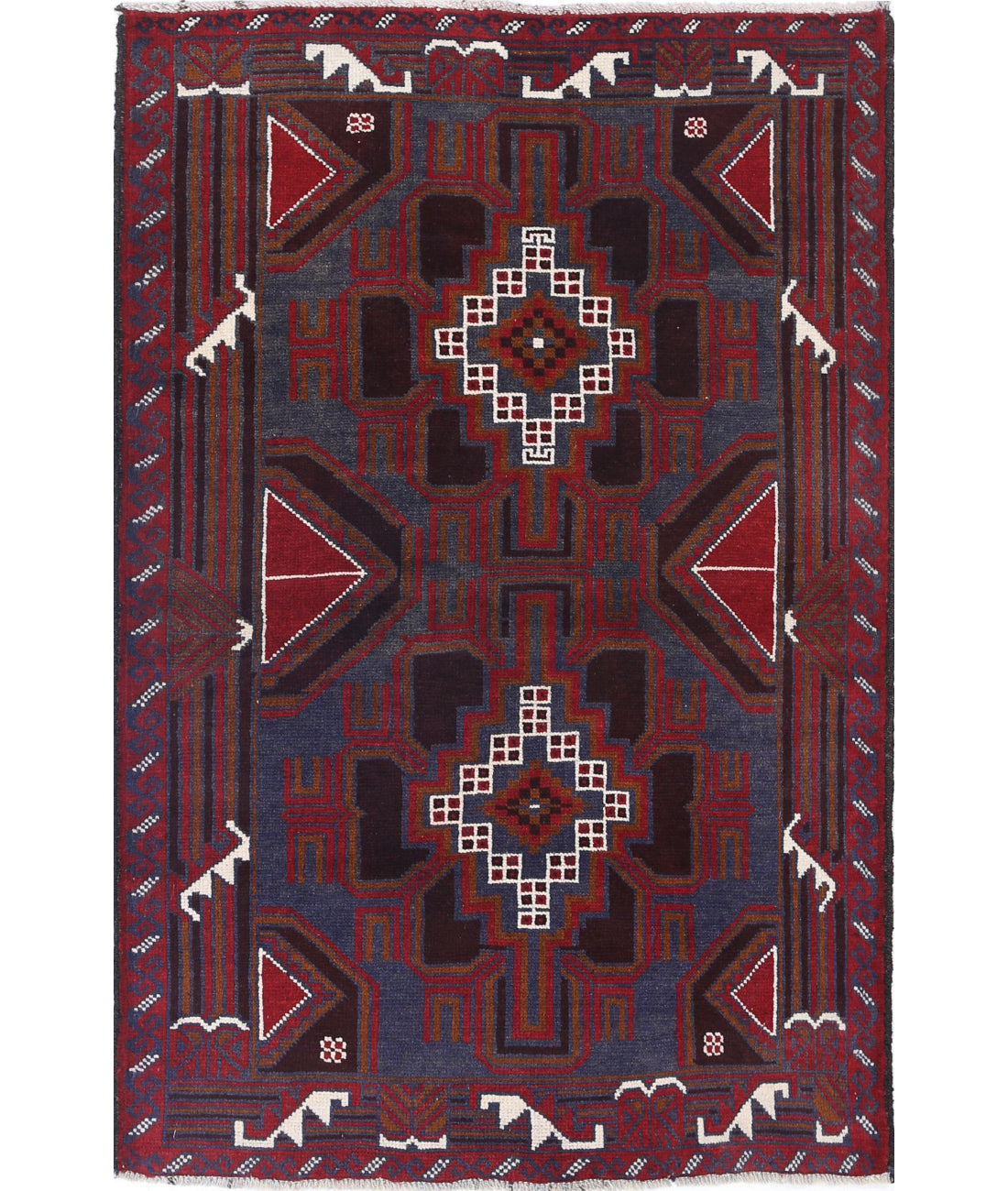 Baluch 2'11'' X 4'6'' Hand-Knotted Wool Rug 2'11'' x 4'6'' (88 X 135) / Red / N/A