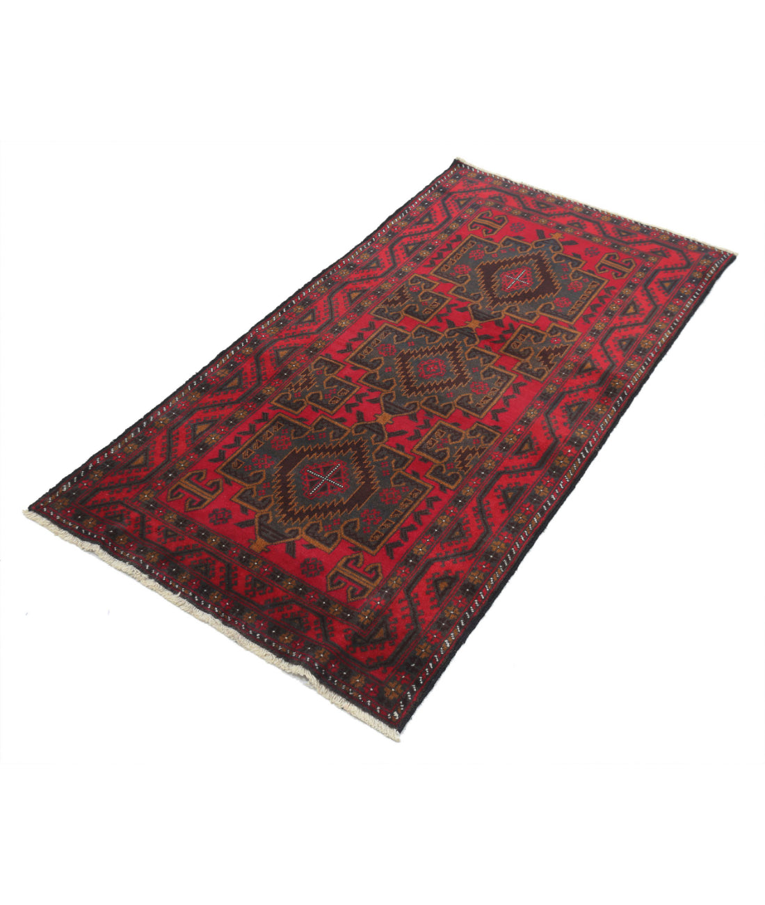 Baluch 2'11'' X 5'7'' Hand-Knotted Wool Rug 2'11'' x 5'7'' (88 X 168) / Red / N/A