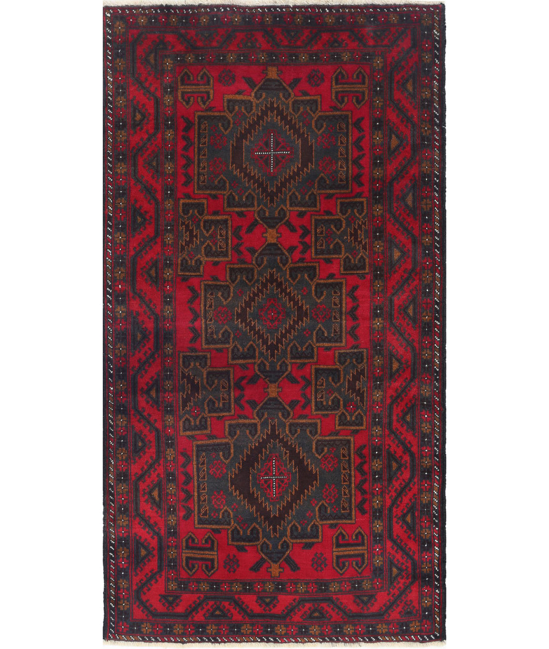 Baluch 2'11'' X 5'7'' Hand-Knotted Wool Rug 2'11'' x 5'7'' (88 X 168) / Red / N/A