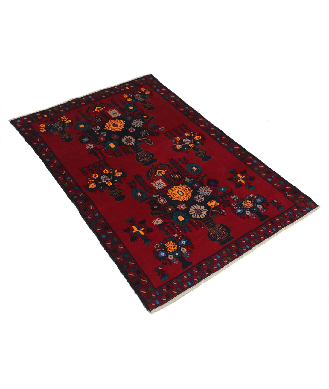 Baluch 2'11'' X 4'3'' Hand-Knotted Wool Rug 2'11'' x 4'3'' (88 X 128) / Red / N/A