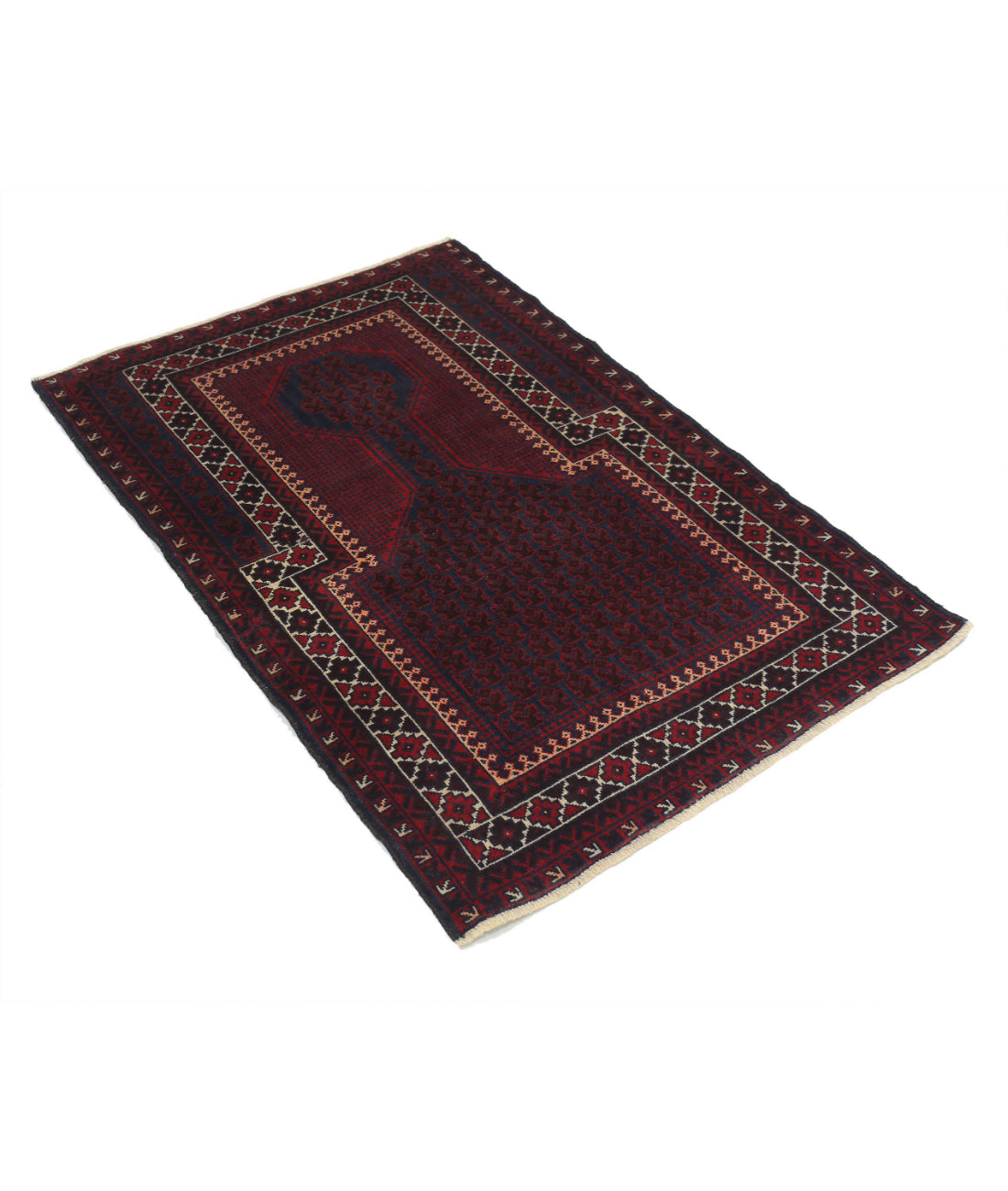 Baluch 3'0'' X 4'5'' Hand-Knotted Wool Rug 3'0'' x 4'5'' (90 X 133) / Red / N/A