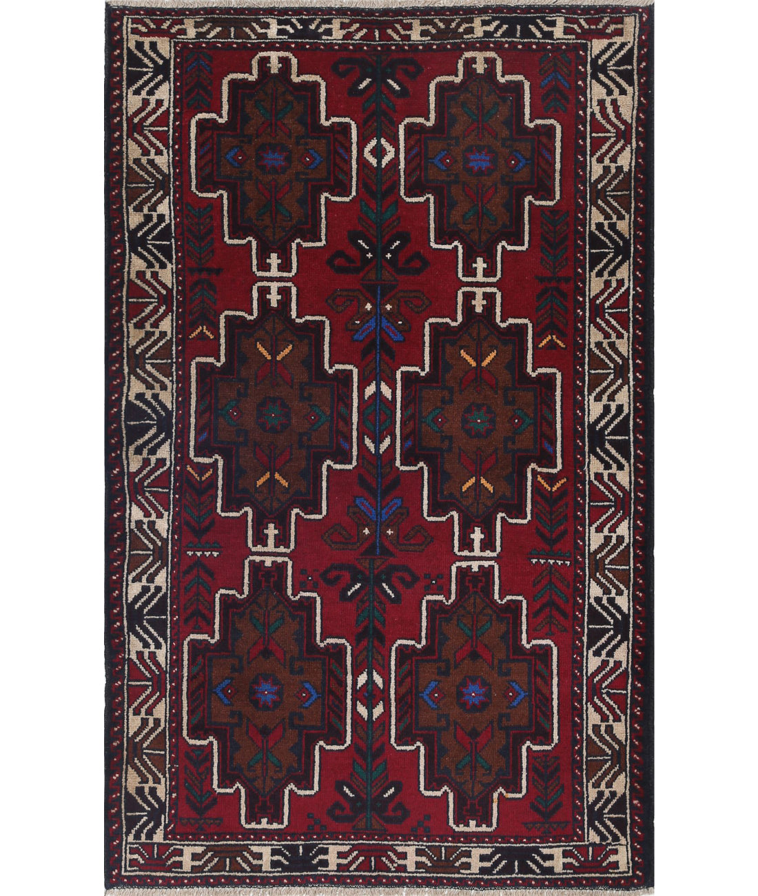 Baluch 2'1'' X 4'8'' Hand-Knotted Wool Rug 2'1'' x 4'8'' (63 X 140) / Red / N/A