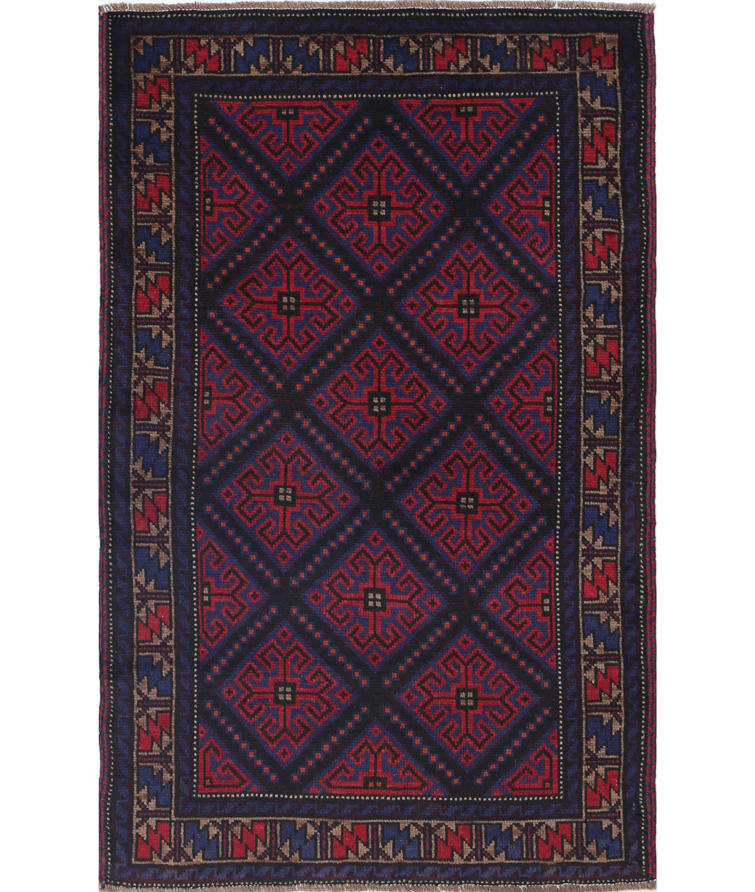 Baluch 2'10'' X 4'7'' Hand-Knotted Wool Rug 2'10'' x 4'7'' (85 X 138) / Red / N/A