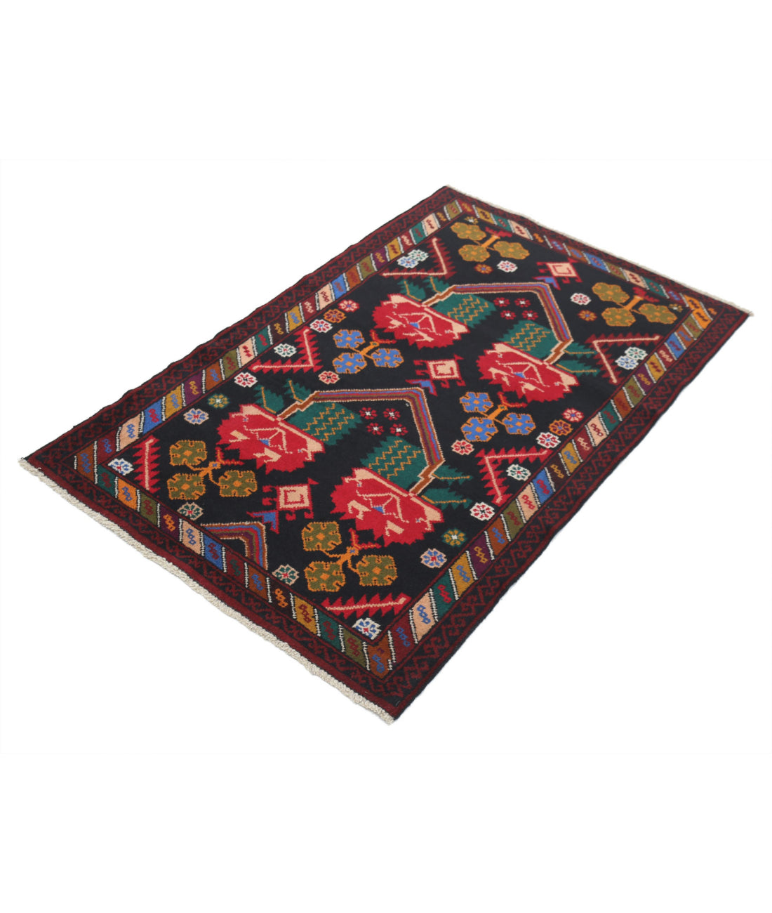 Baluch 2'11'' X 4'5'' Hand-Knotted Wool Rug 2'11'' x 4'5'' (88 X 133) / Red / N/A