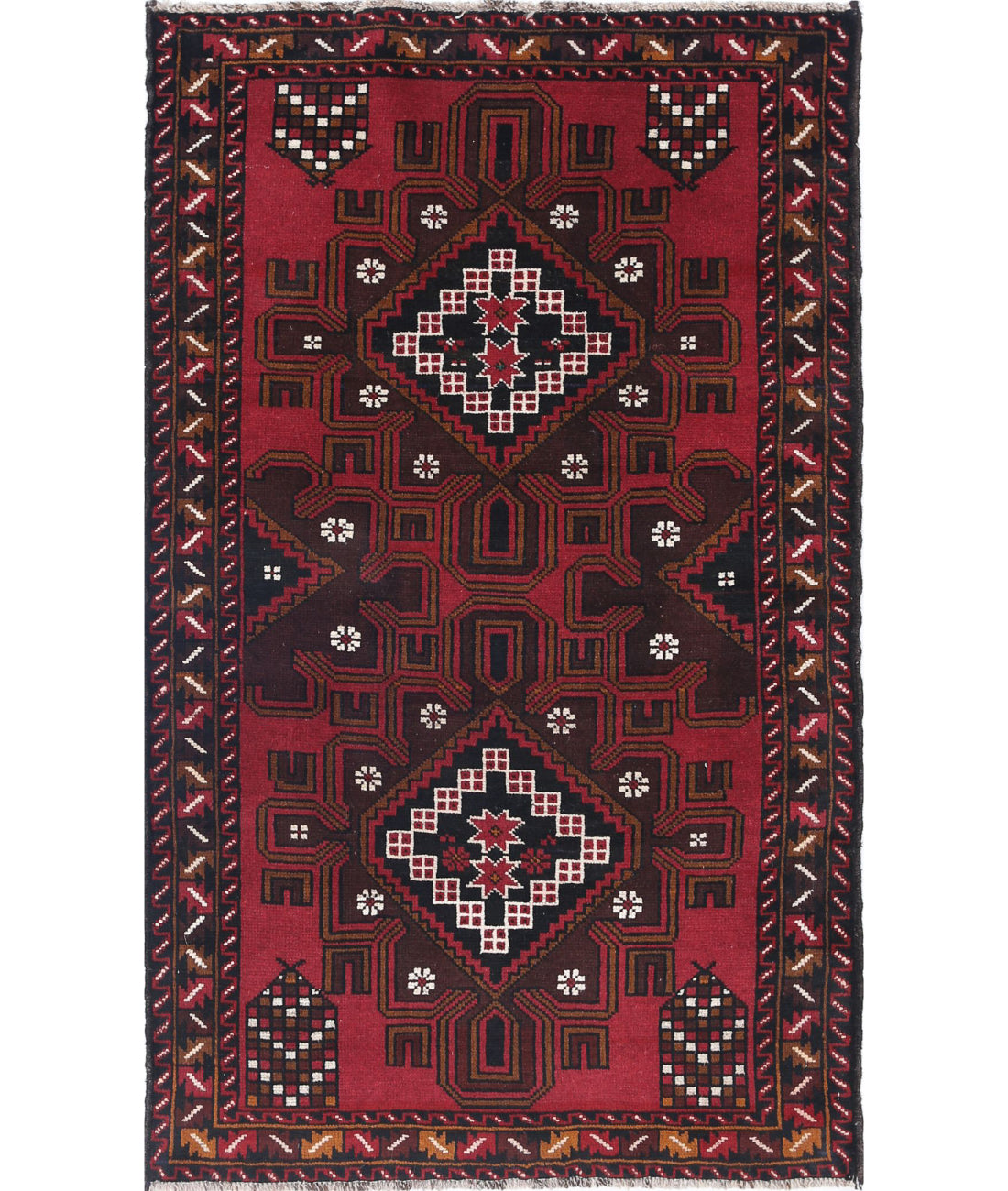 Baluch 2'9'' X 4'8'' Hand-Knotted Wool Rug 2'9'' x 4'8'' (83 X 140) / Red / N/A