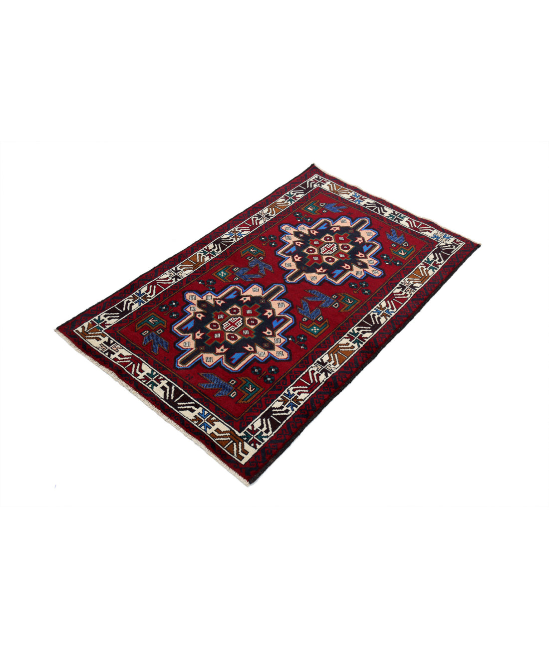 Baluch 2'9'' X 4'5'' Hand-Knotted Wool Rug 2'9'' x 4'5'' (83 X 133) / Red / N/A