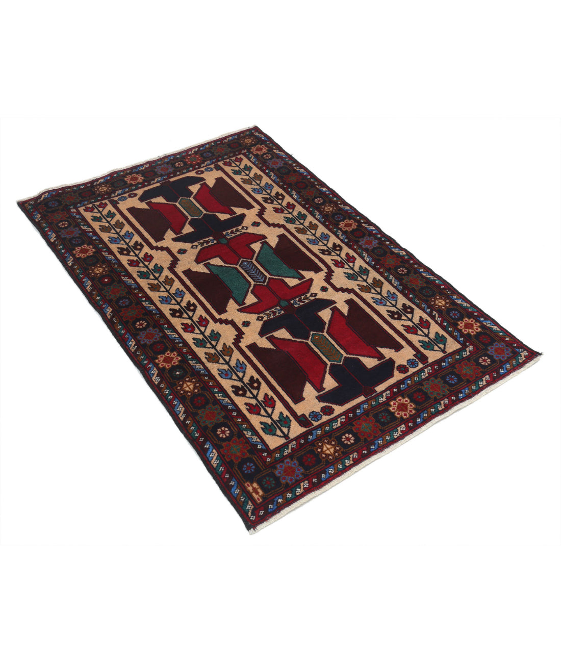Baluch 2'11'' X 4'5'' Hand-Knotted Wool Rug 2'11'' x 4'5'' (88 X 133) / Red / N/A