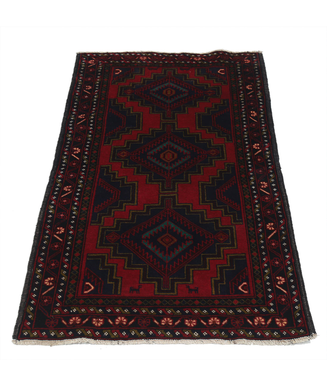 Baluch 2'9'' X 4'10'' Hand-Knotted Wool Rug 2'9'' x 4'10'' (83 X 145) / Red / N/A