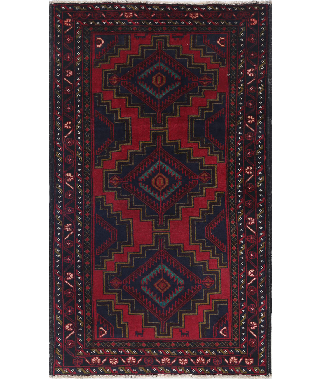 Baluch 2'9'' X 4'10'' Hand-Knotted Wool Rug 2'9'' x 4'10'' (83 X 145) / Red / N/A