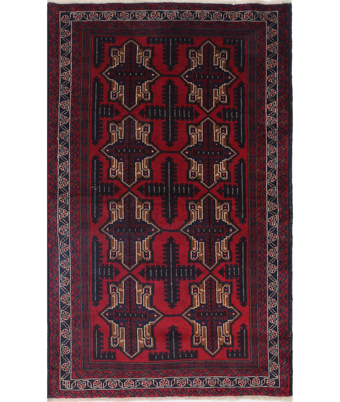 Baluch 2'9'' X 4'5'' Hand-Knotted Wool Rug 2'9'' x 4'5'' (83 X 133) / Red / N/A