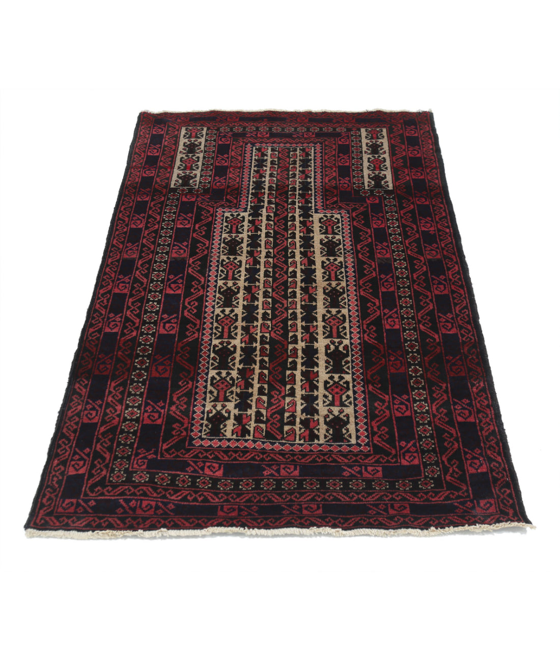 Baluch 3'0'' X 4'11'' Hand-Knotted Wool Rug 3'0'' x 4'11'' (90 X 148) / Red / N/A