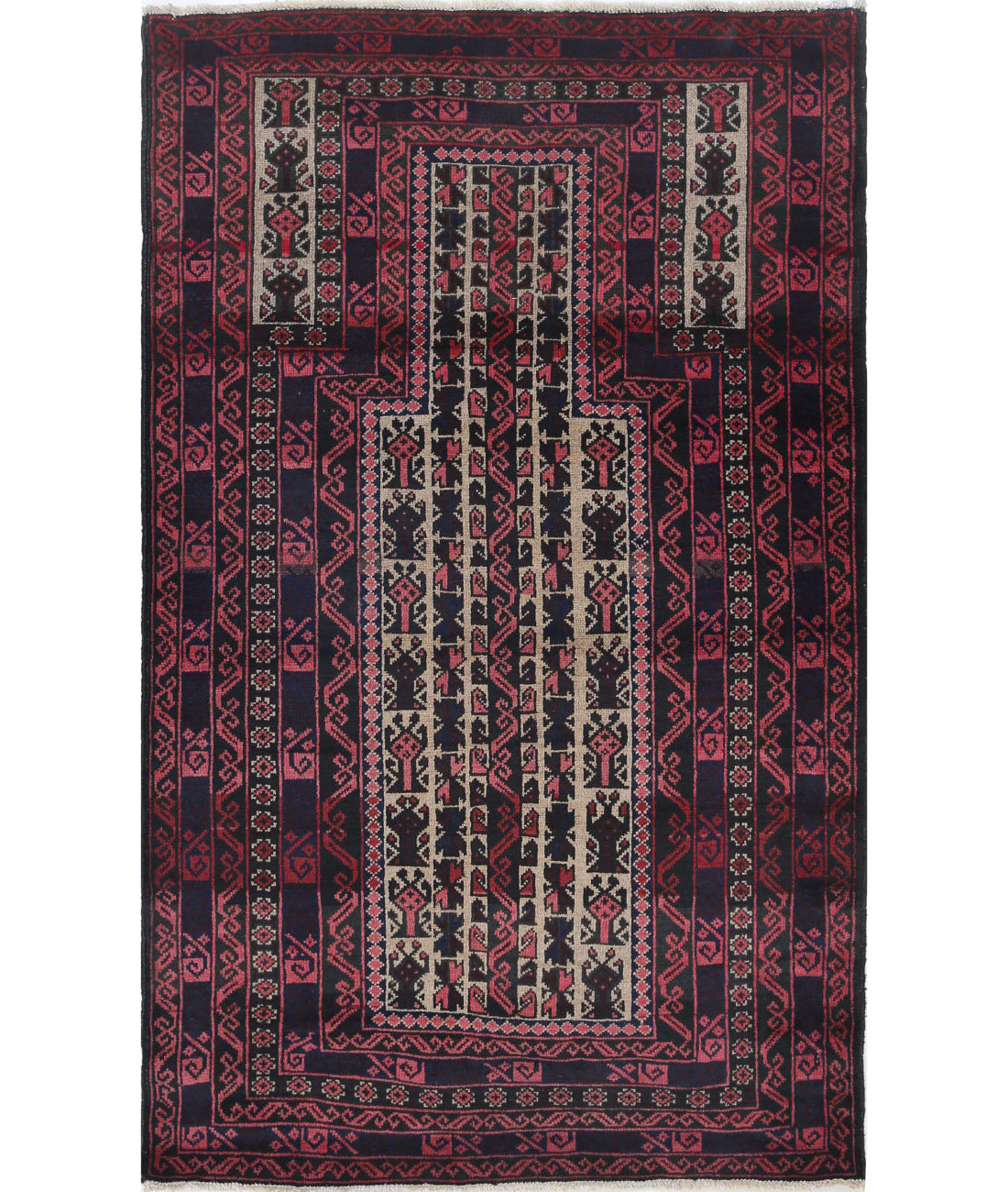 Baluch 3'0'' X 4'11'' Hand-Knotted Wool Rug 3'0'' x 4'11'' (90 X 148) / Red / N/A