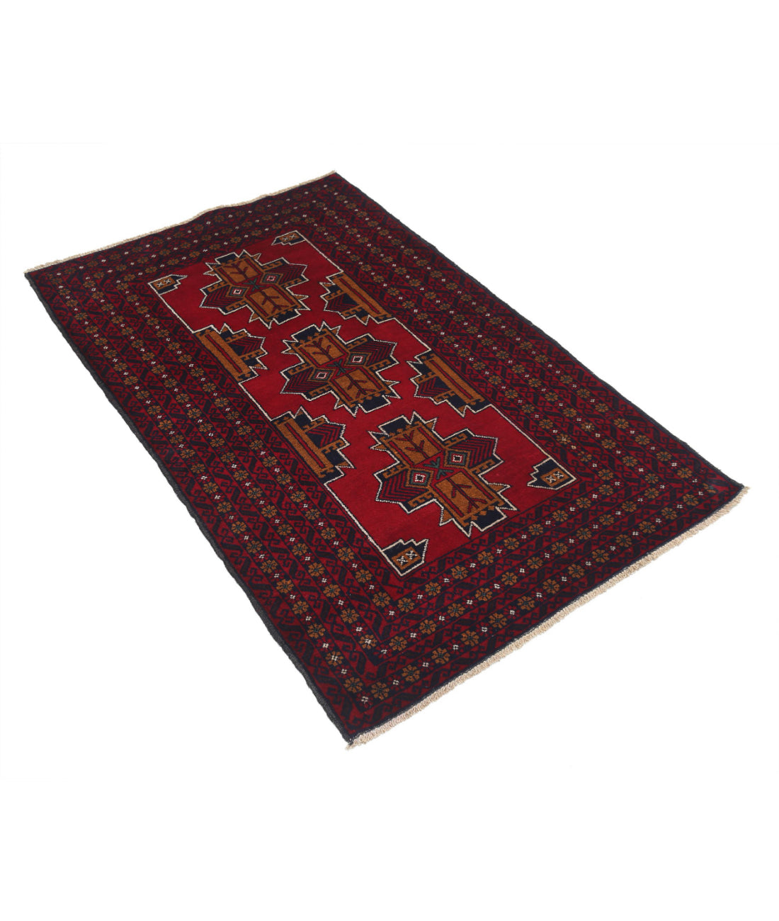 Baluch 2'11'' X 4'10'' Hand-Knotted Wool Rug 2'11'' x 4'10'' (88 X 145) / Red / N/A