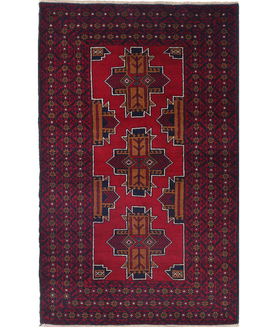 Baluch 2'11'' X 4'10'' Hand-Knotted Wool Rug 2'11'' x 4'10'' (88 X 145) / Red / N/A