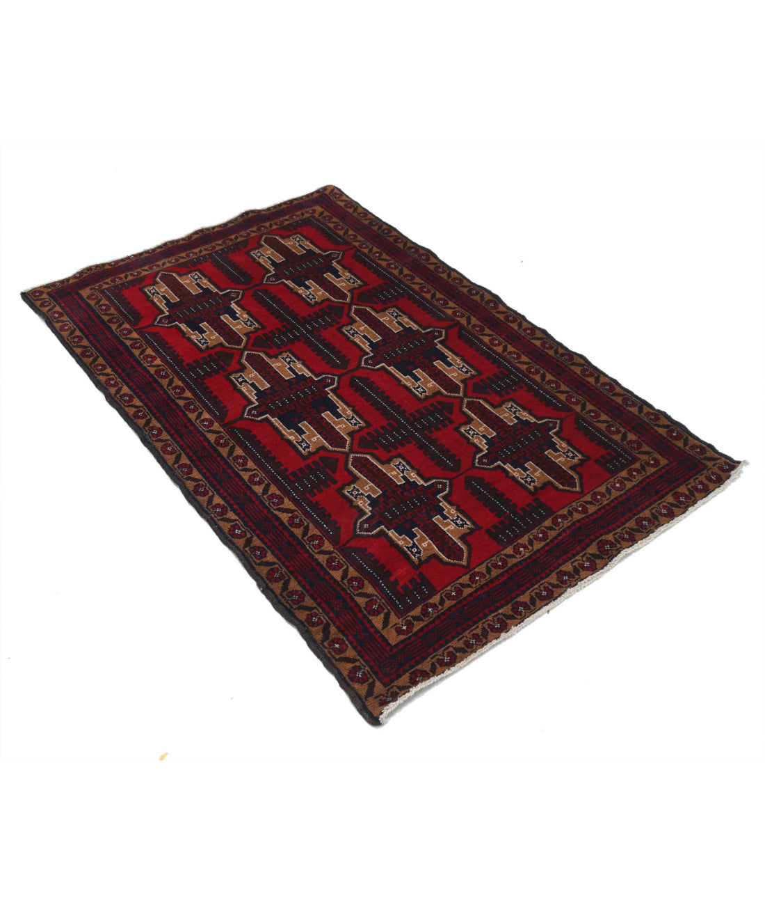 Baluch 3'2'' X 4'11'' Hand-Knotted Wool Rug 3'2'' x 4'11'' (95 X 148) / Red / N/A