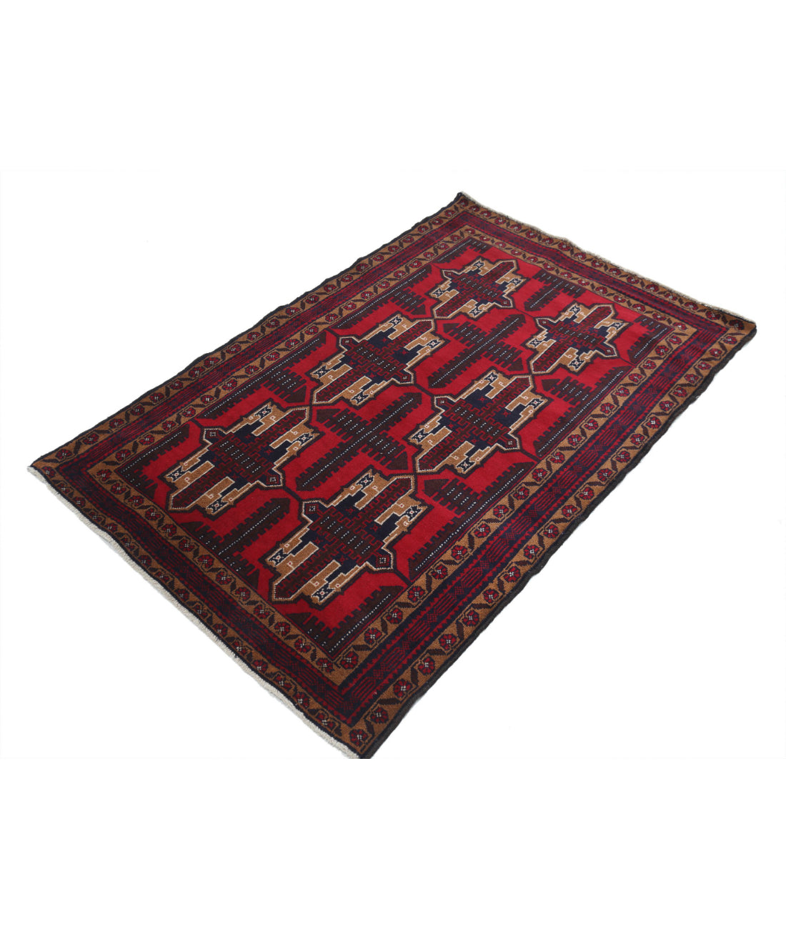 Baluch 3'2'' X 4'11'' Hand-Knotted Wool Rug 3'2'' x 4'11'' (95 X 148) / Red / N/A