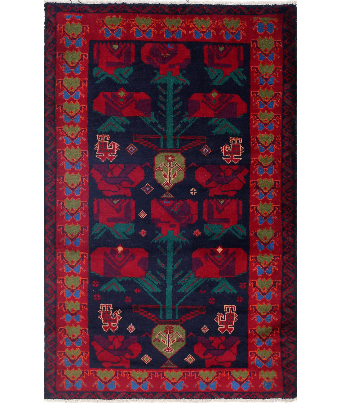 Baluch 2'9'' X 4'6'' Hand-Knotted Wool Rug 2'9'' x 4'6'' (83 X 135) / Red / N/A