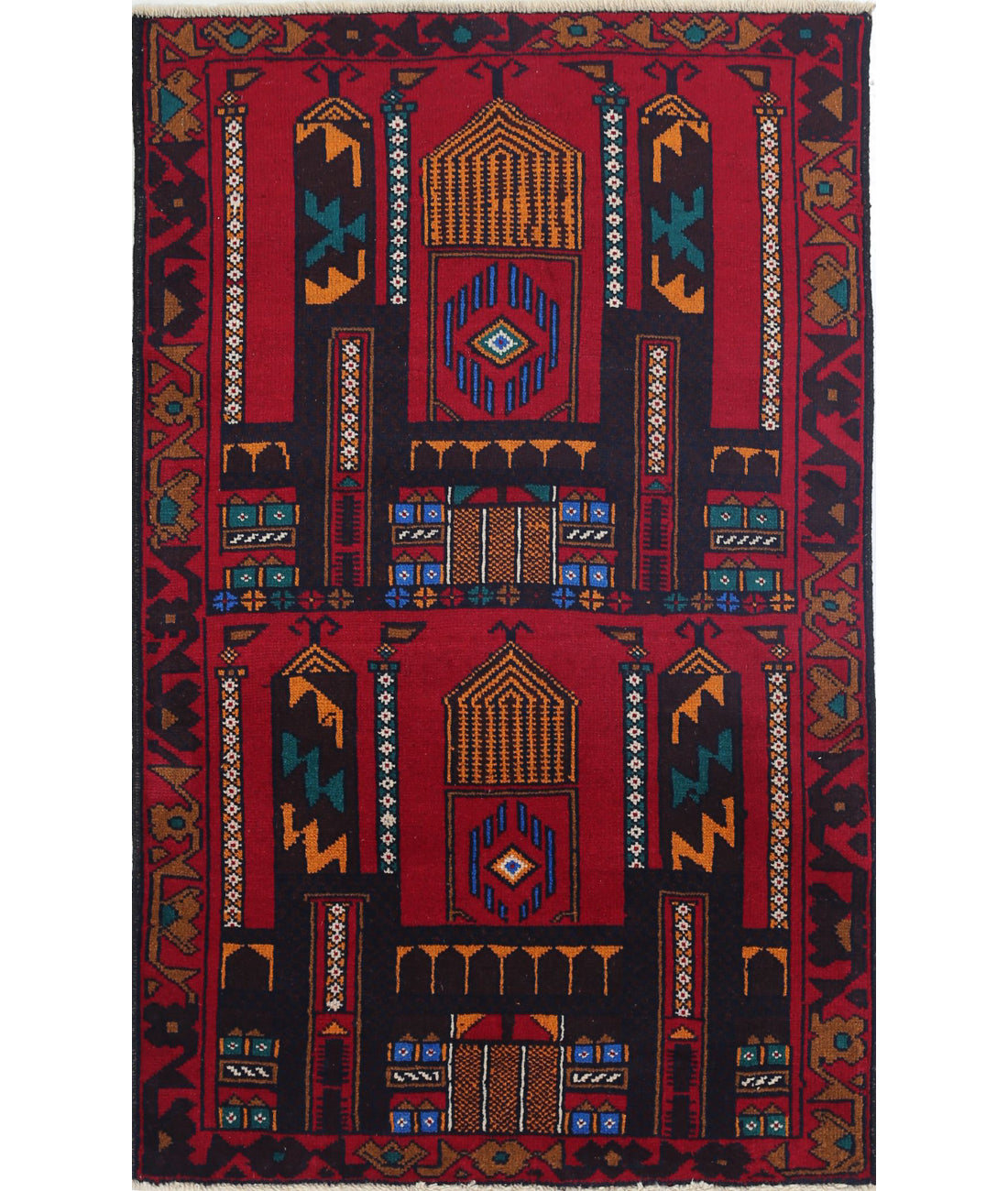 Baluch 2'9'' X 4'4'' Hand-Knotted Wool Rug 2'9'' x 4'4'' (83 X 130) / Red / N/A