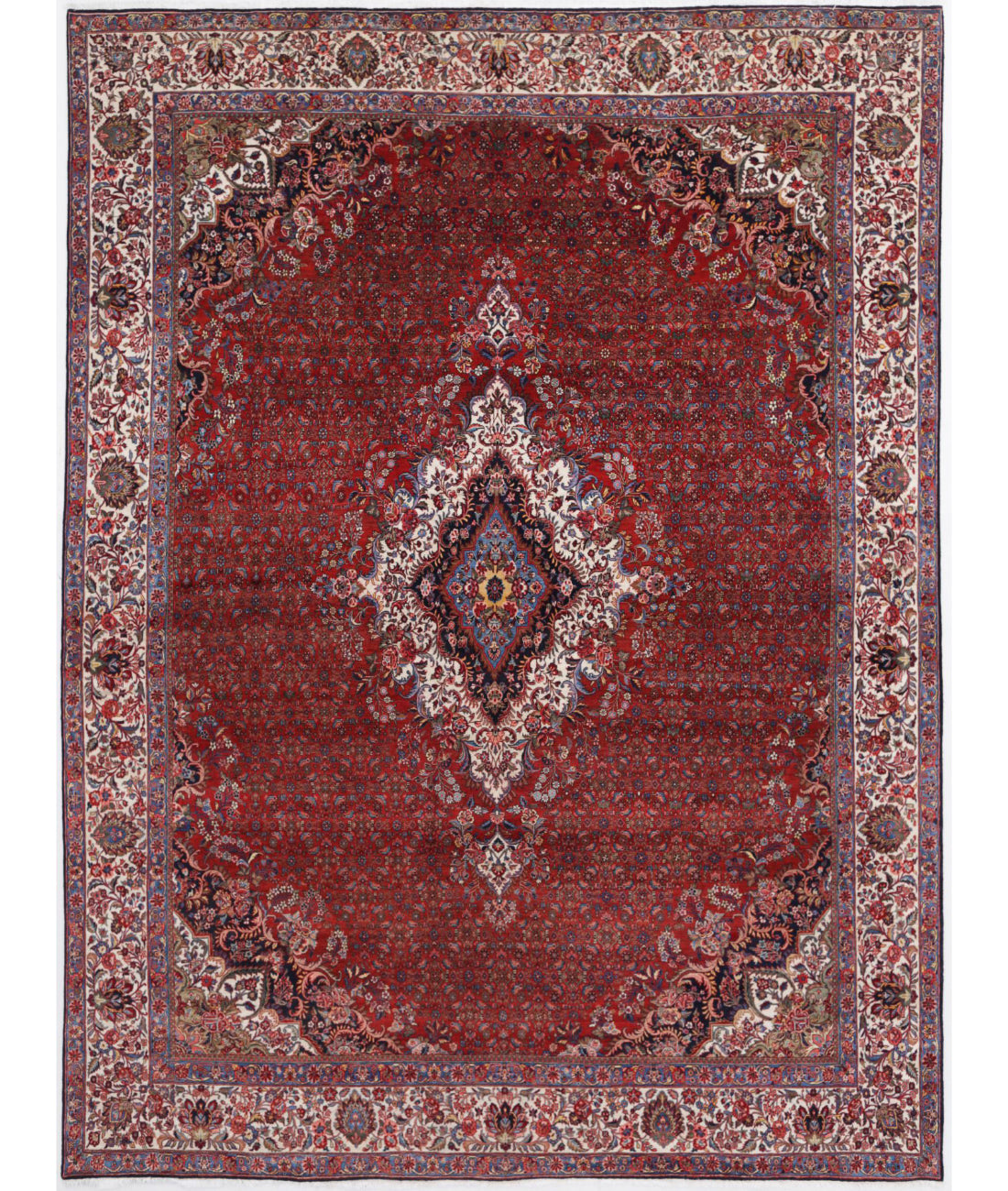 Bijar 11'0'' X 14'7'' Hand-Knotted Wool Rug 11'0'' x 14'7'' (330 X 438) / Red / Ivory