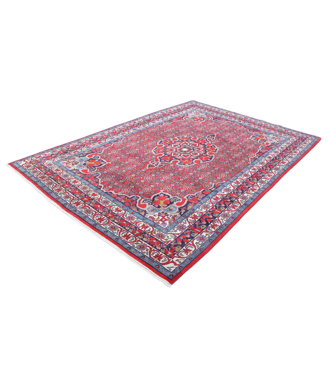 Bijar 6'9'' X 9'8'' Hand-Knotted Wool Rug 6'9'' x 9'8'' (203 X 290) / Red / Blue