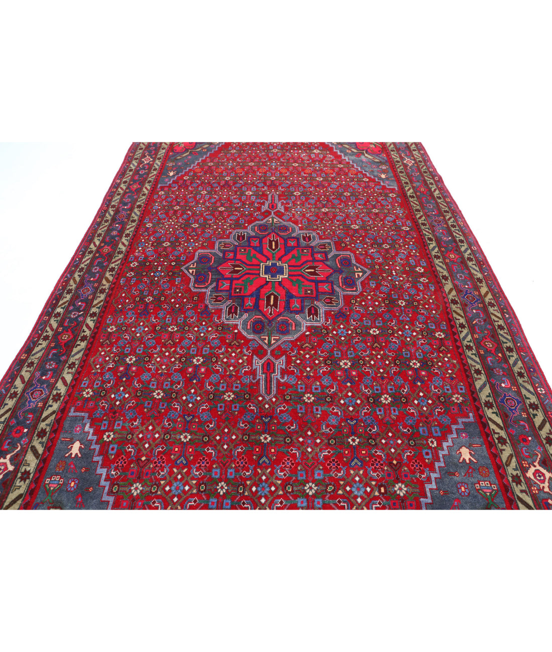 Bijar 6'9'' X 11'6'' Hand-Knotted Wool Rug 6'9'' x 11'6'' (203 X 345) / Red / Blue