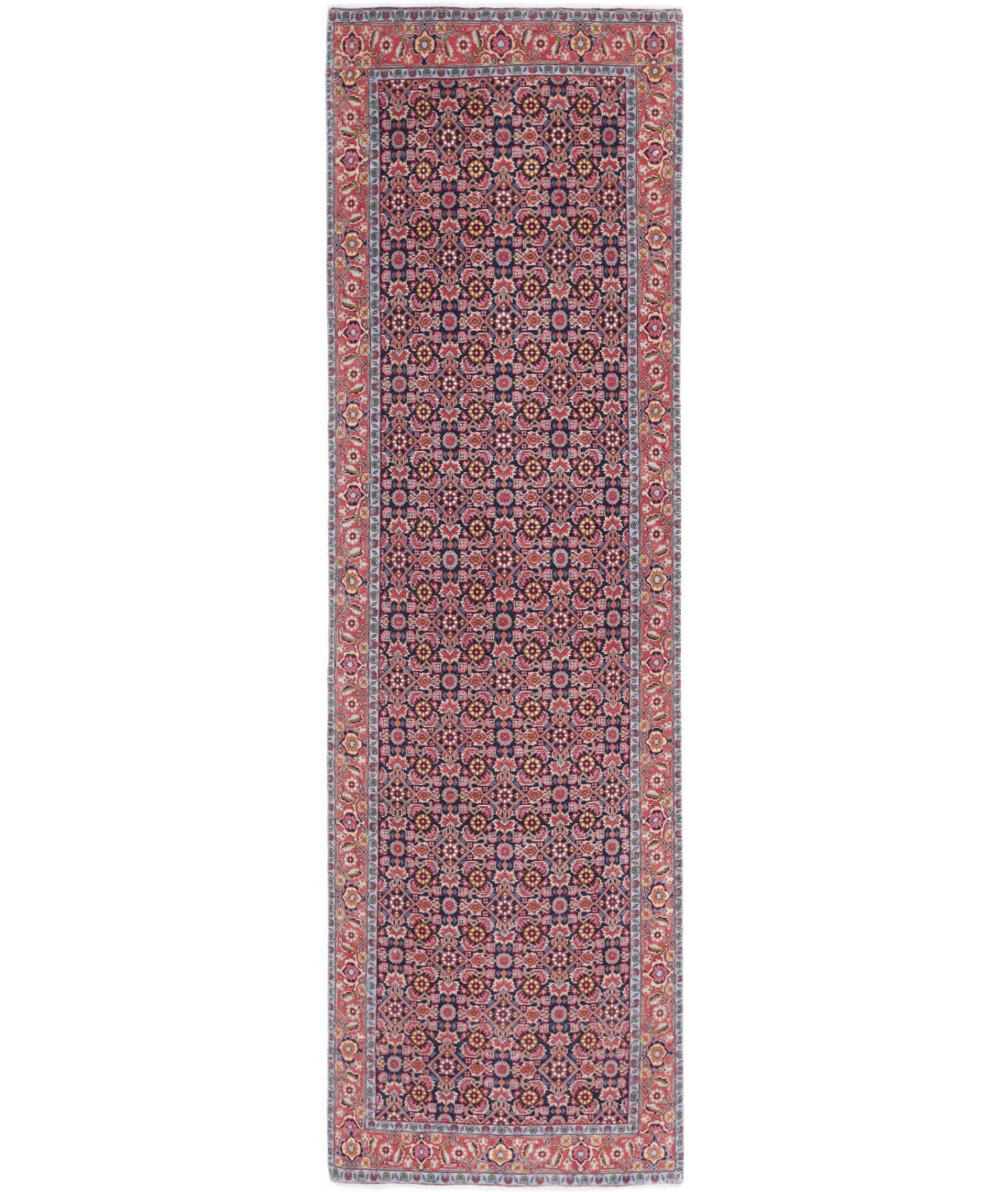 Bijar 2'9'' X 9'7'' Hand-Knotted Wool Rug 2'9'' x 9'7'' (83 X 288) / Blue / Red