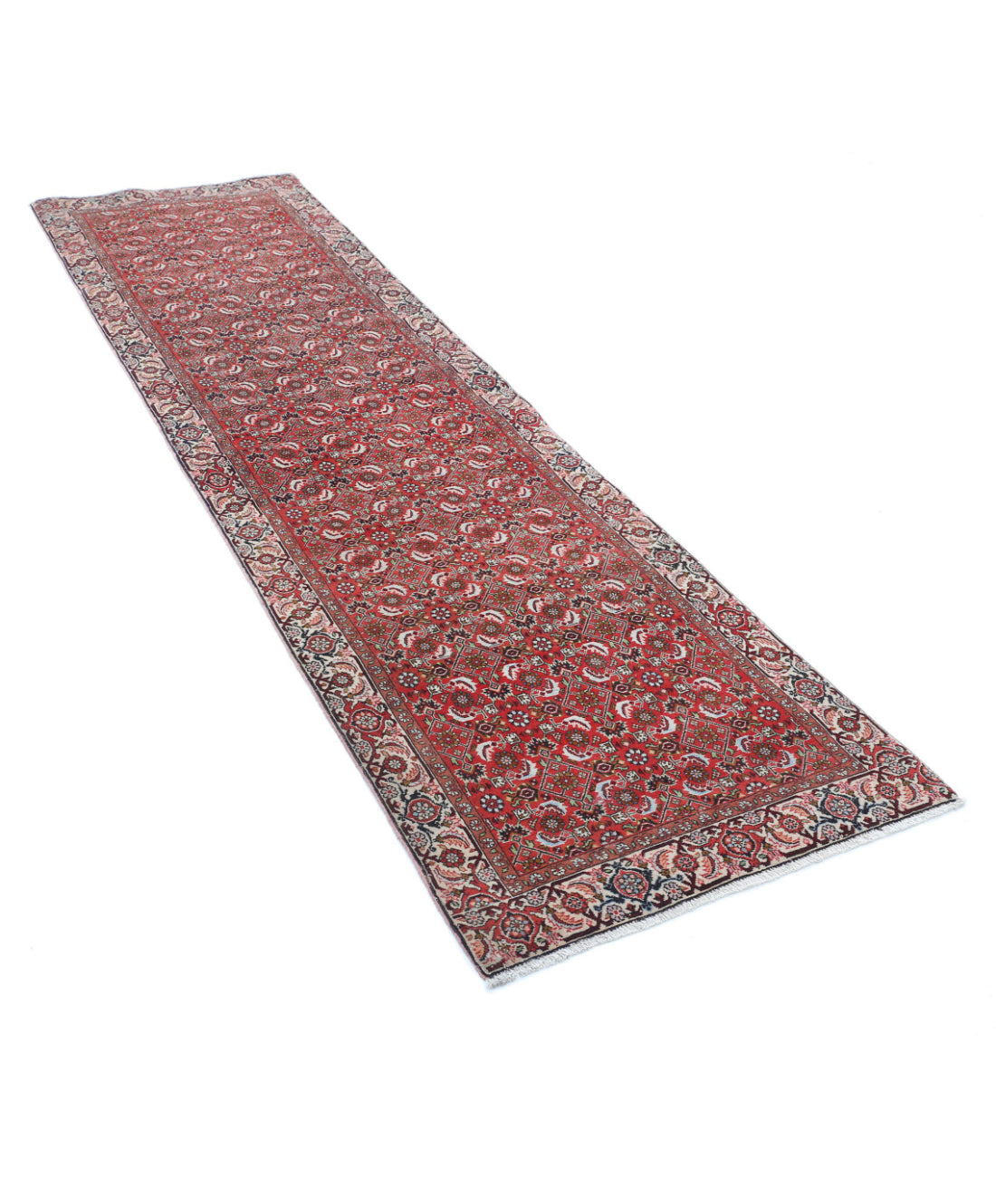 Bijar 2'6'' X 9'2'' Hand-Knotted Wool Rug 2'6'' x 9'2'' (75 X 275) / Red / Ivory