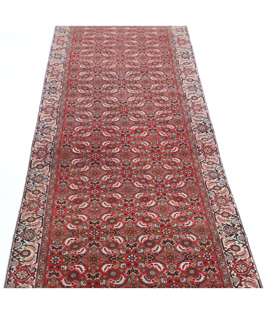 Bijar 2'6'' X 9'2'' Hand-Knotted Wool Rug 2'6'' x 9'2'' (75 X 275) / Red / Ivory