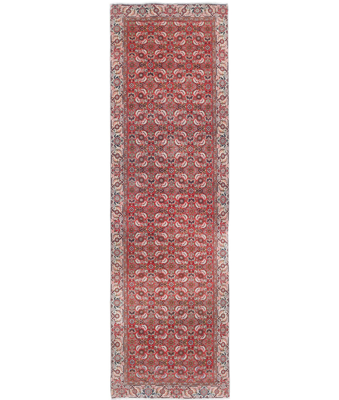 Bijar 2'6'' X 9'2'' Hand-Knotted Wool Rug 2'6'' x 9'2'' (75 X 275) / Red / Ivory