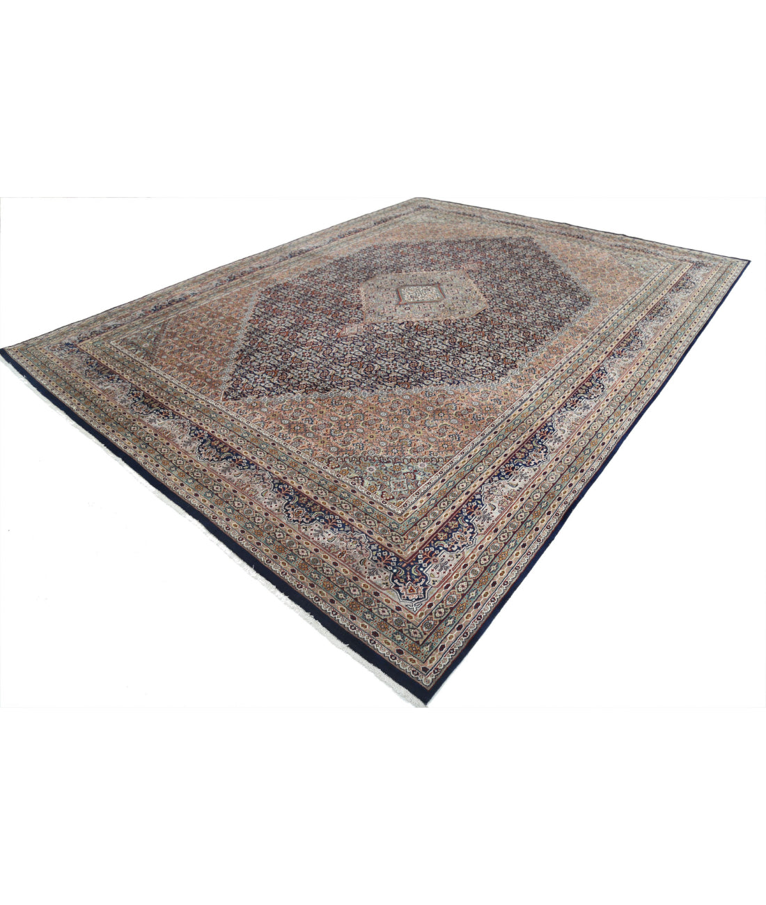 Bijar 9'8'' X 12'10'' Hand-Knotted Wool Rug 9'8'' x 12'10'' (290 X 385) / Blue / Peach