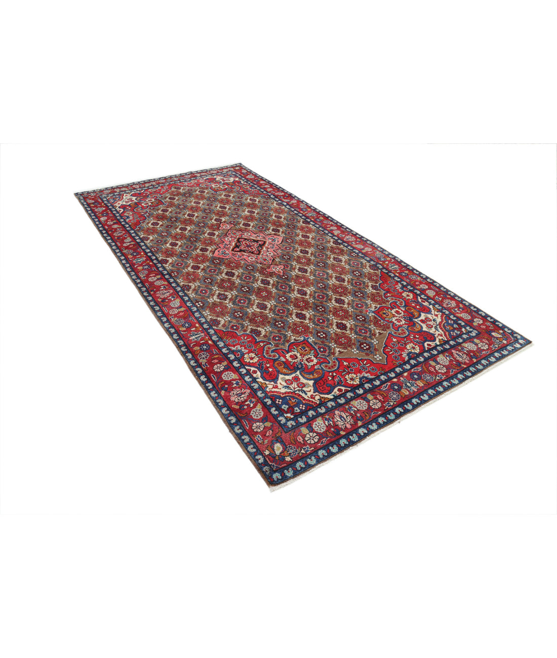 Bijar 5'1'' X 10'2'' Hand-Knotted Wool Rug 5'1'' x 10'2'' (153 X 305) / Taupe / Red