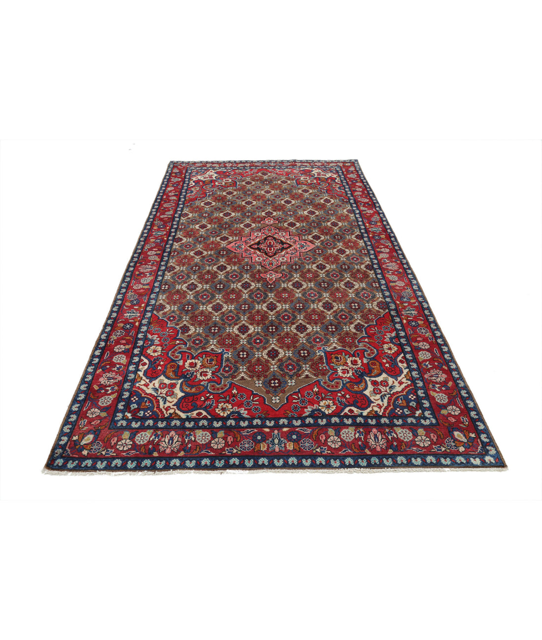 Bijar 5'1'' X 10'2'' Hand-Knotted Wool Rug 5'1'' x 10'2'' (153 X 305) / Taupe / Red