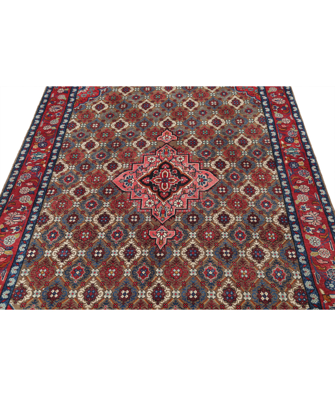 Bijar 5'1'' X 10'2'' Hand-Knotted Wool Rug 5'1'' x 10'2'' (153 X 305) / Taupe / Red