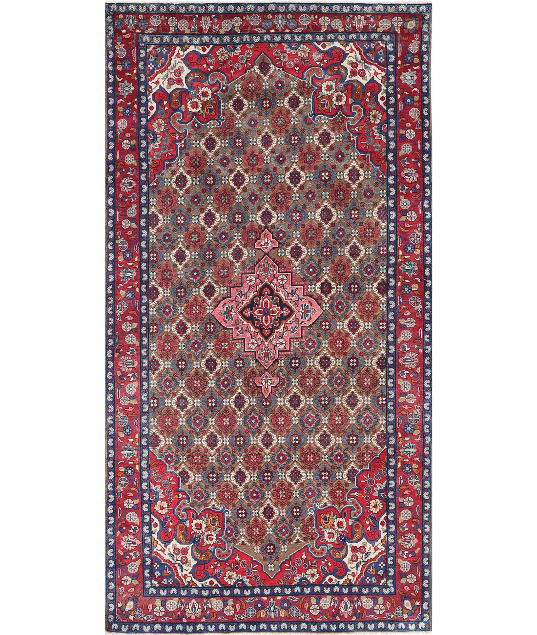 Bijar 5'1'' X 10'2'' Hand-Knotted Wool Rug 5'1'' x 10'2'' (153 X 305) / Taupe / Red