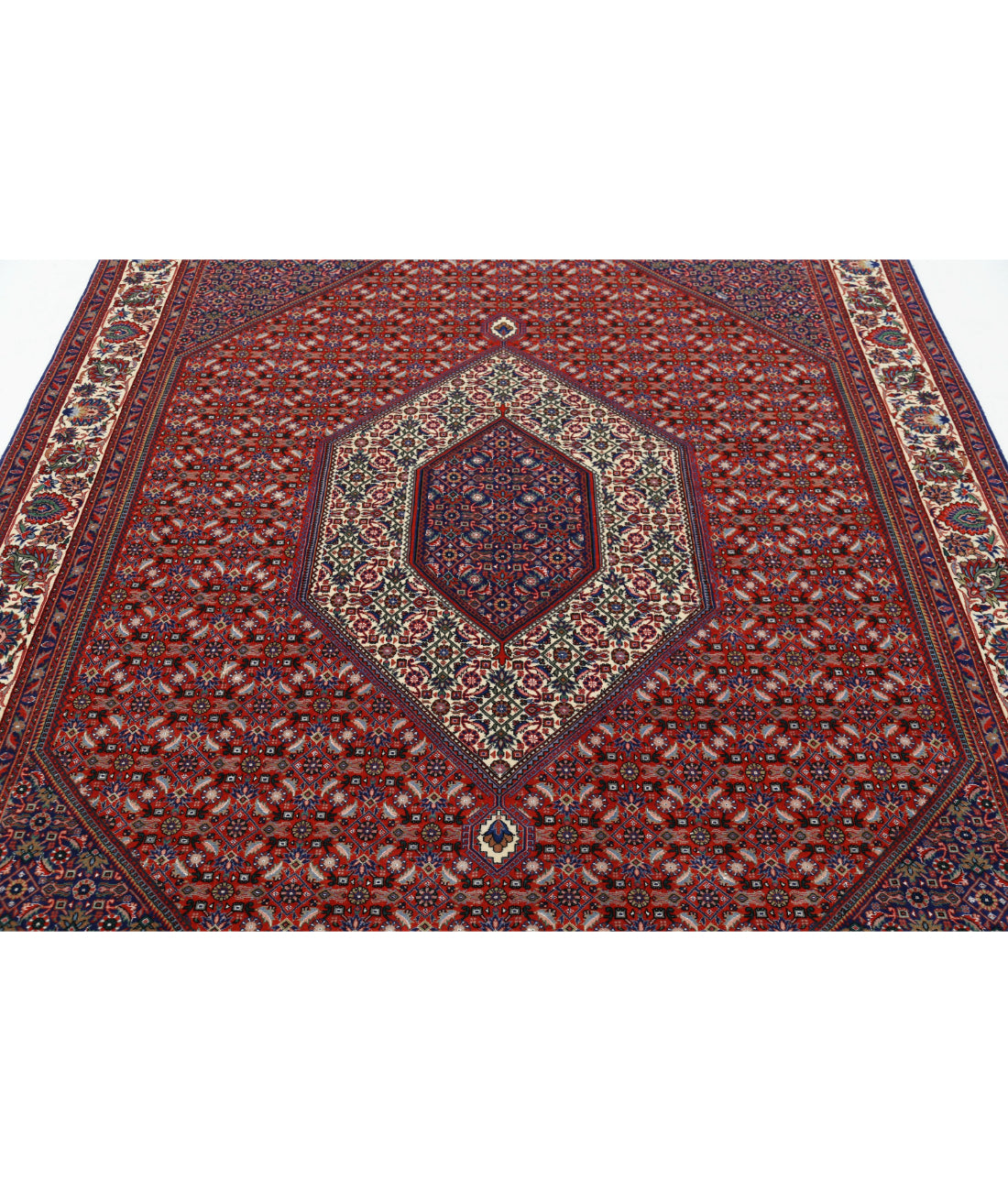 Bijar 6'7'' X 9'10'' Hand-Knotted Wool-Silk Rug 6'7'' x 9'10'' (198 X 295) / Red / Ivory