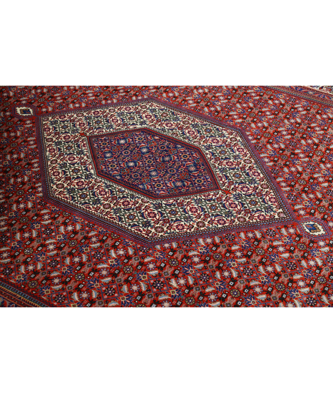 Bijar 6'7'' X 9'10'' Hand-Knotted Wool-Silk Rug 6'7'' x 9'10'' (198 X 295) / Red / Ivory