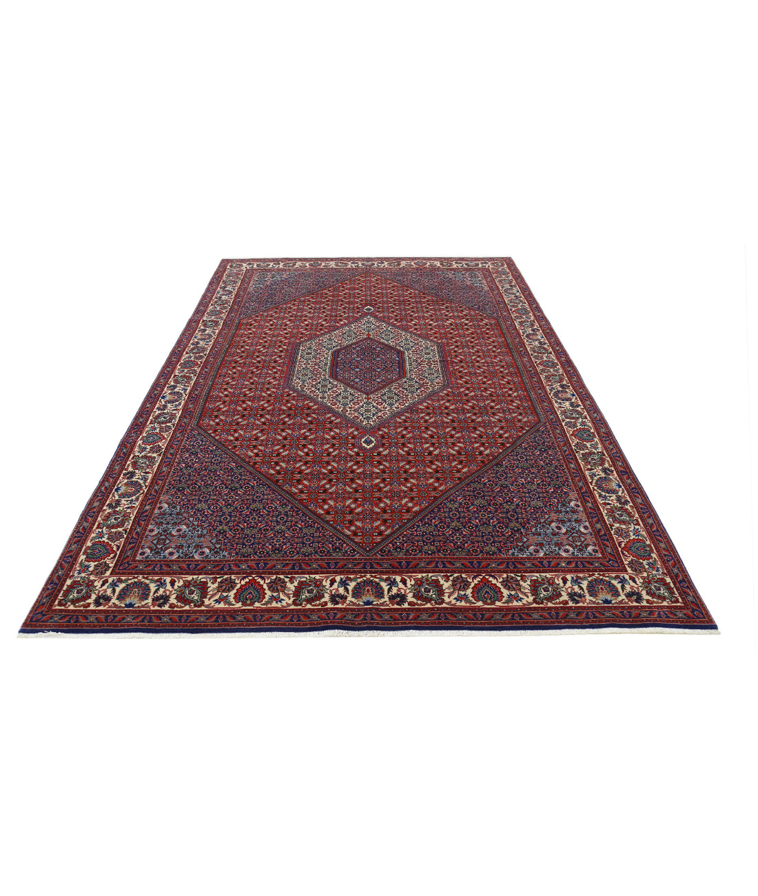 Bijar 6'7'' X 9'9'' Hand-Knotted Wool-Silk Rug 6'7'' x 9'9'' (198 X 293) / Red / Ivory