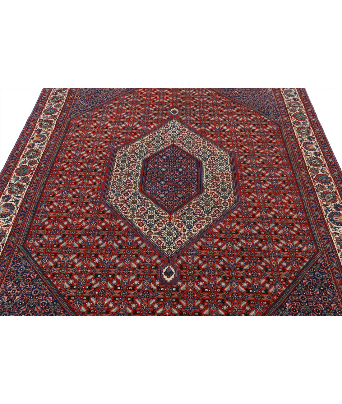 Bijar 6'7'' X 9'9'' Hand-Knotted Wool-Silk Rug 6'7'' x 9'9'' (198 X 293) / Red / Ivory